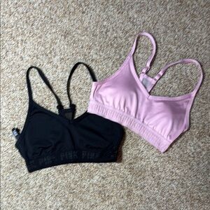 PINK Victoria's Secret Black and Pink Bras with Adjustable Straps